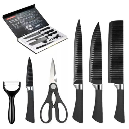 SET DE CUCHILLOS NEGROS X6