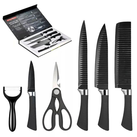 SET DE CUCHILLOS NEGROS X6